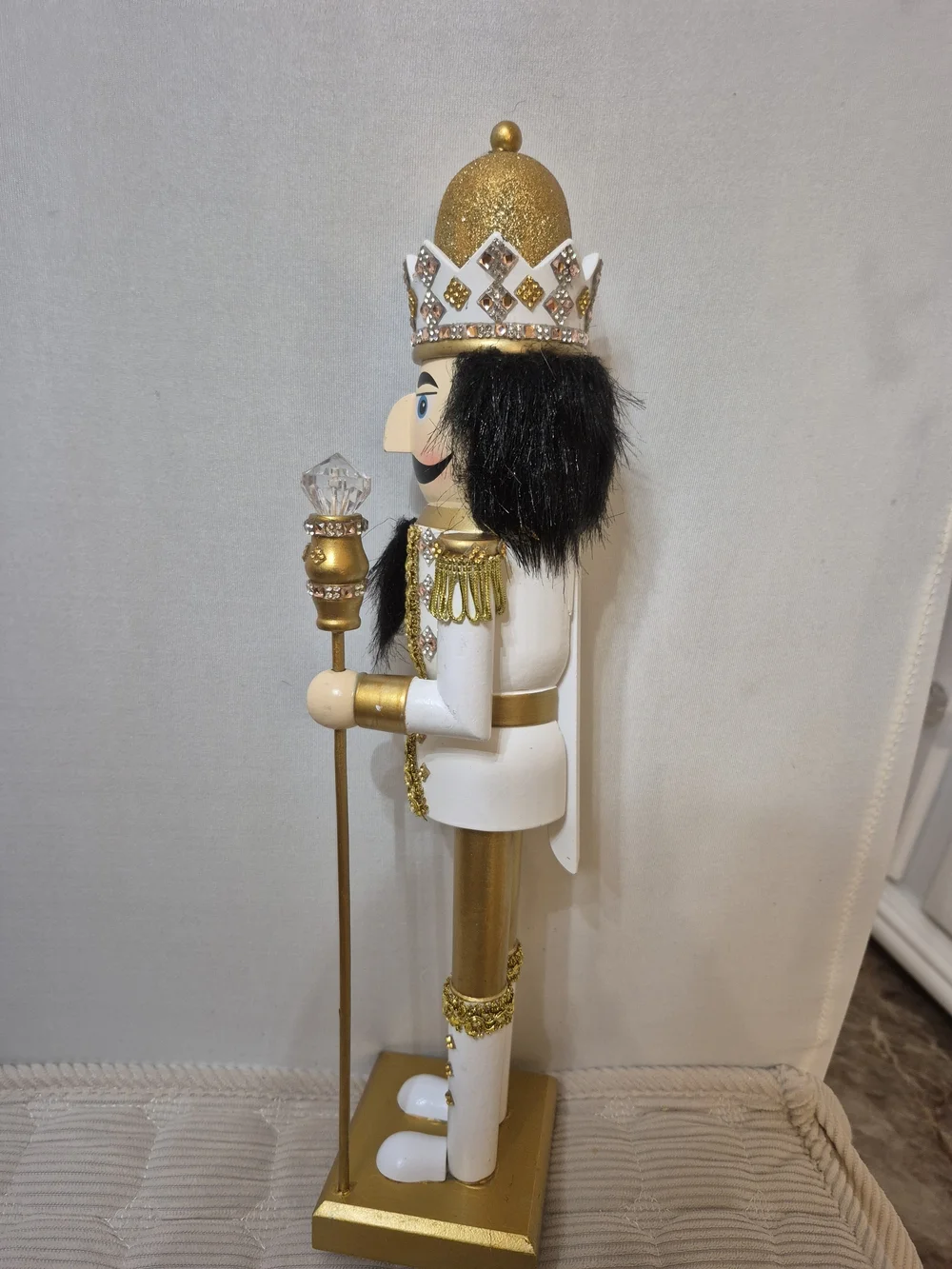 Gold & White Nutcracker Soldier Holiday Decoration by